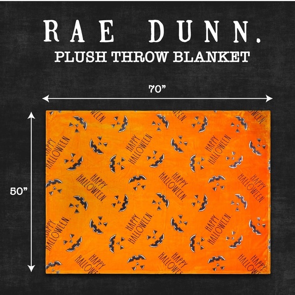 NWT Rae Dunn Seasonal/Halloween/Orange Pumpkin Soft Plush Throw Blanket 50x70 - Picture 3 of 6